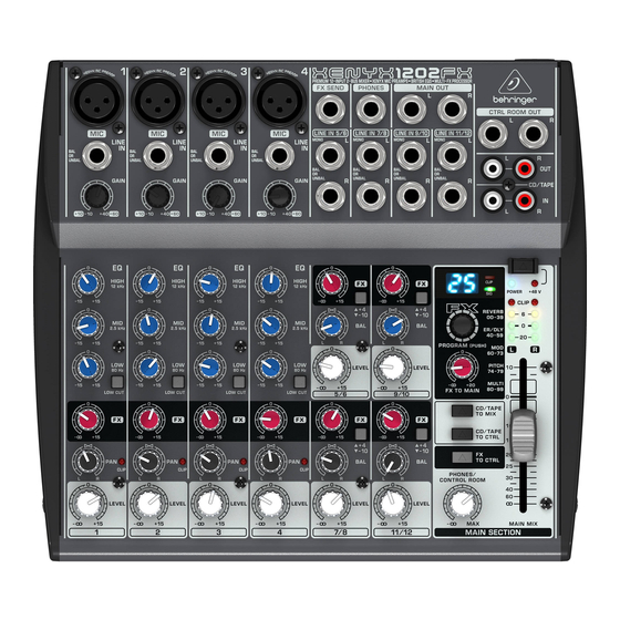 Behringer XENYX 1202FX Guia De Inicio Rapido