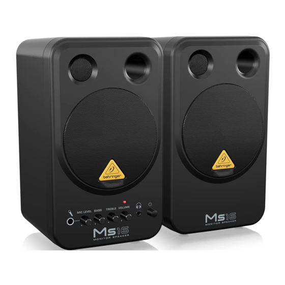 Behringer MONITOR SPEAKERS MS16 Instrucciones Breves
