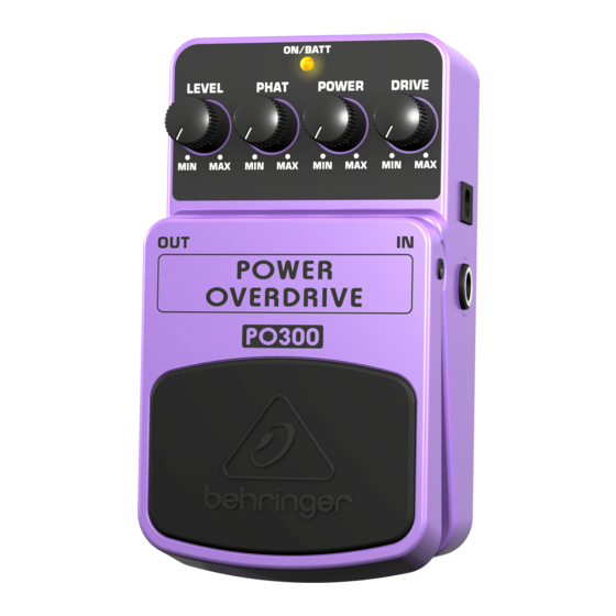 Behringer POWER OVERDRIVE PO300 Manual