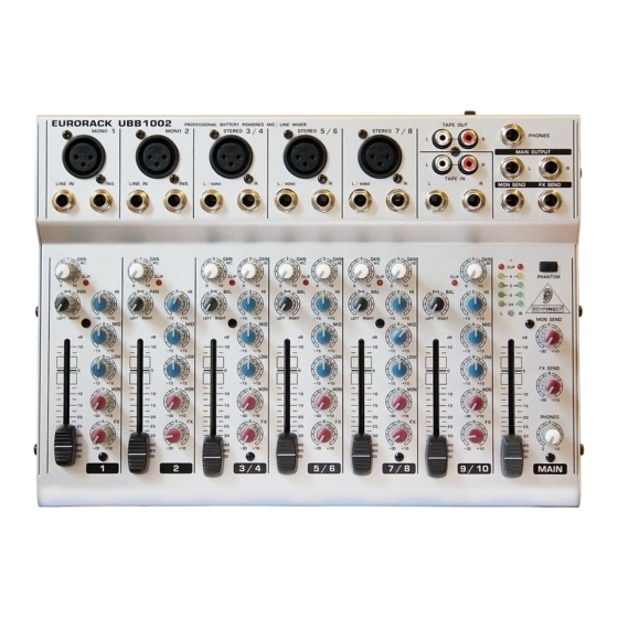 Behringer EURORACK UBB1002 Instrucciones Breves