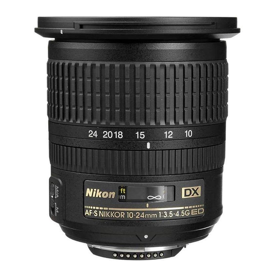 Nikon AF-S DX NIKKOR 10-24mm f/3.5-4.5G ED Manuales