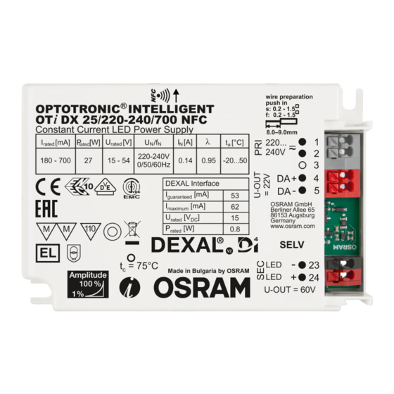 Osram OPTOTRONIC OTi DX 25 220 700 NFC Manual De Instrucciones