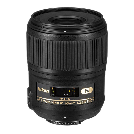 Nikon AF-S Micro NIKKOR 60mm f/2.8G ED Manual Del Usuario