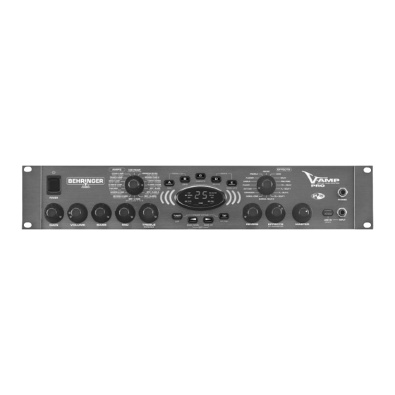 Behringer V-AMP Pro Instrucciones Breves