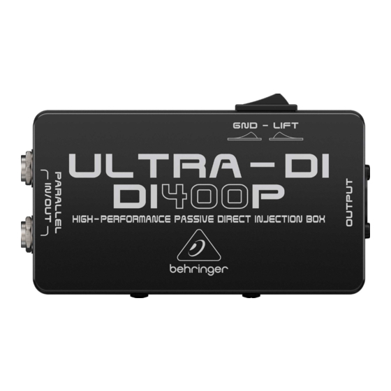 Behringer ULTRA-DI DI400P Guia De Inicio Rapido