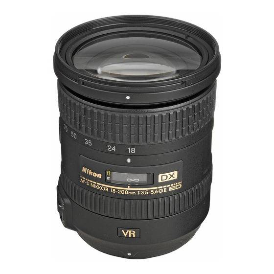 Nikon AF-S DX Nikkor 18-200mm f/3.5-5.6G ED VR II Manuales