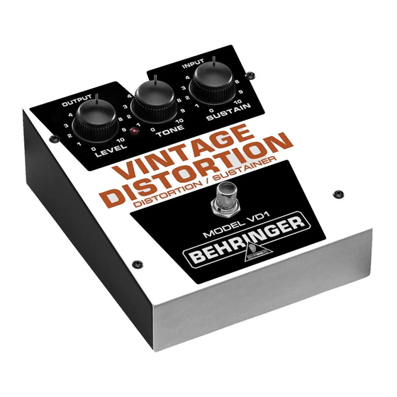 Behringer VINTAGE DISTORTION Manual Del Usuario