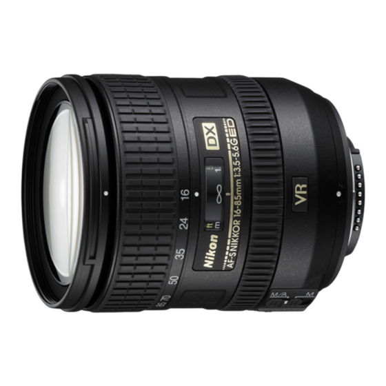 Nikon AF-S DX NIKKOR 16-85mm f/3.5-5.6G ED VR Manual Del Usuario