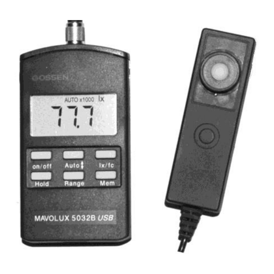 Gossen MAVOLUX 5032C/B USB Instrucciones De Uso