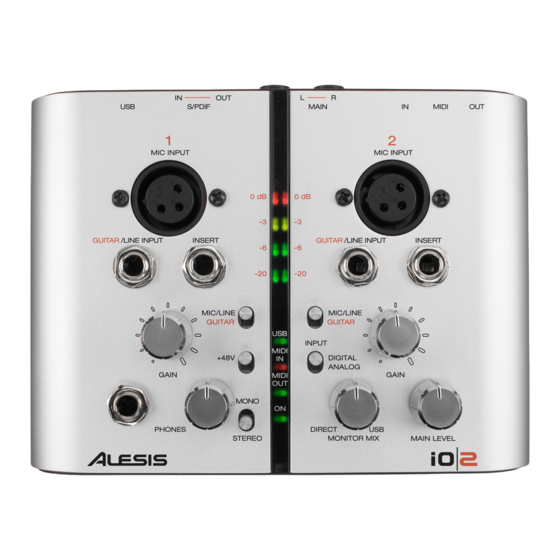 Alesis IO 2 Manual De Inicio Rápido Para El Usuario