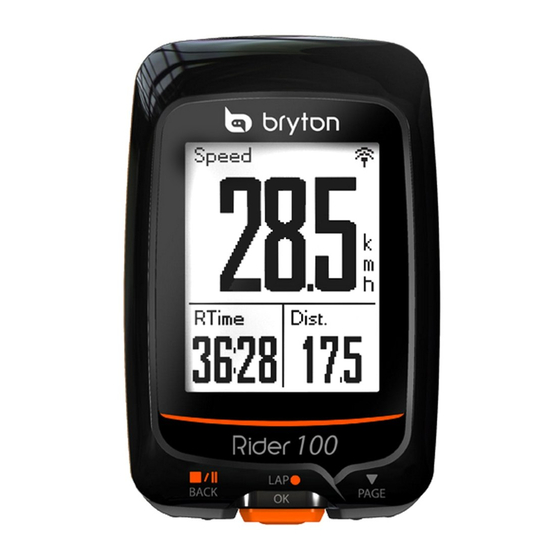 Bryton Rider 100 Manual De Usuario