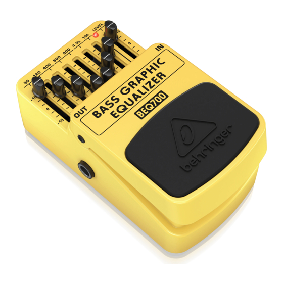 Behringer BASS GRAPHIC EQUALIZER BEQ700 Instrucciones De Operación