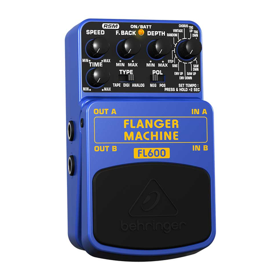 Behringer FLANGER MACHINE FL600 Guia De Inicio Rapido