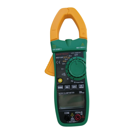Mgl MASTECH MS2138R Guia De Inicio Rapido