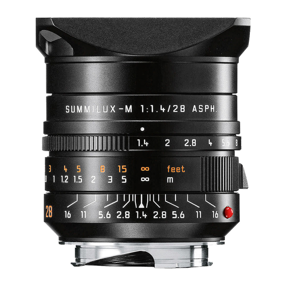 Leica SUMMILUX-M 1:1,4/28 mm ASPH Manual De Instrucciones