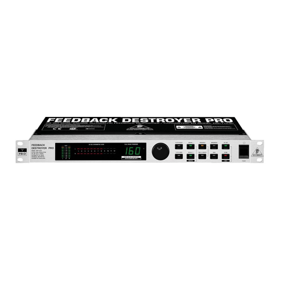 Behringer FEEDBACK DESTROYER PRO DSP1100P Instrucciones Breves