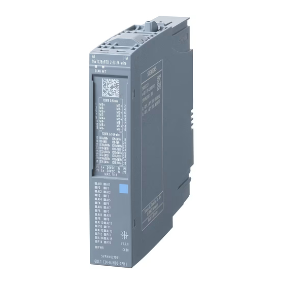 Siemens SIMATIC ET 200SP HA IA 16xTC/8xRTD 2-/3-/4-wire Manual De Producto