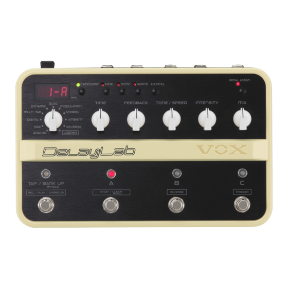 VOX Amplification DelayLab Manual De Usuario