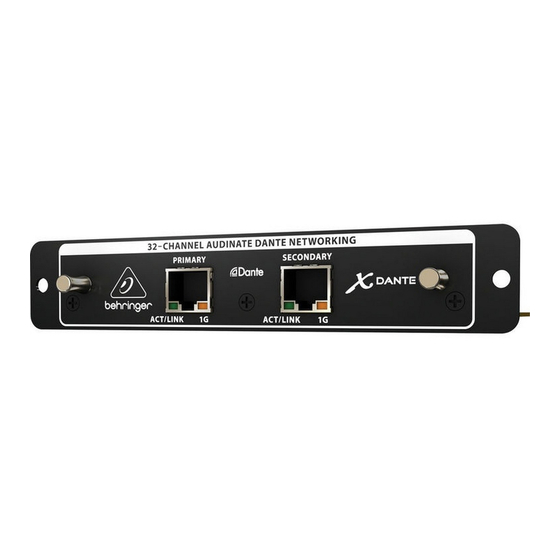 Behringer EXPANSION CARD X-DANTE Manual De Instrucciones