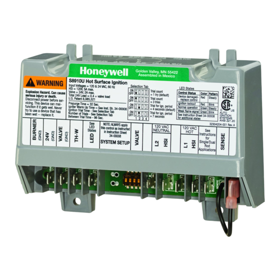 Honeywell S8910U3000 Manuales