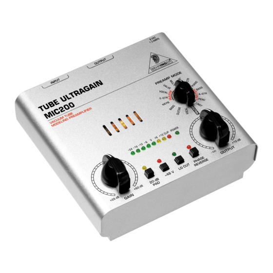 Behringer TUBE ULTRAGAIN MIC200 Instrucciones