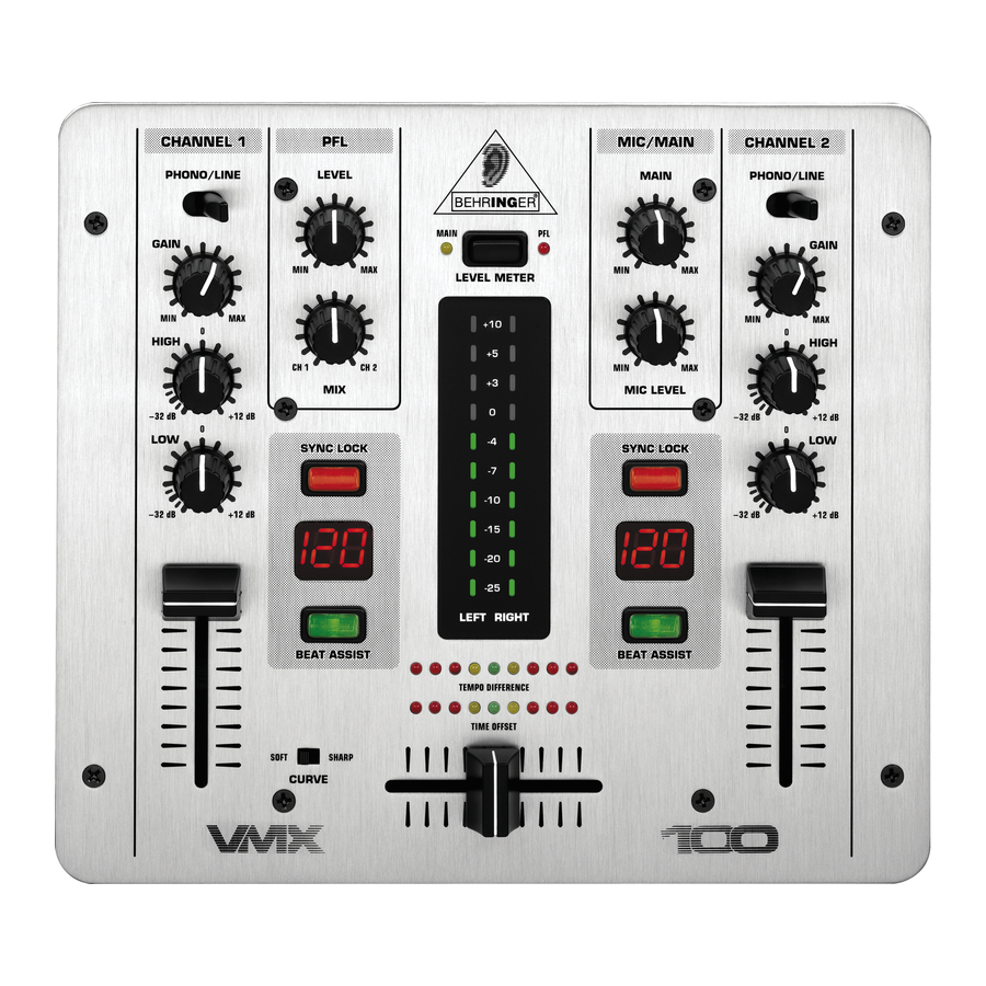 Behringer VMX100 Guía Rápida De Uso