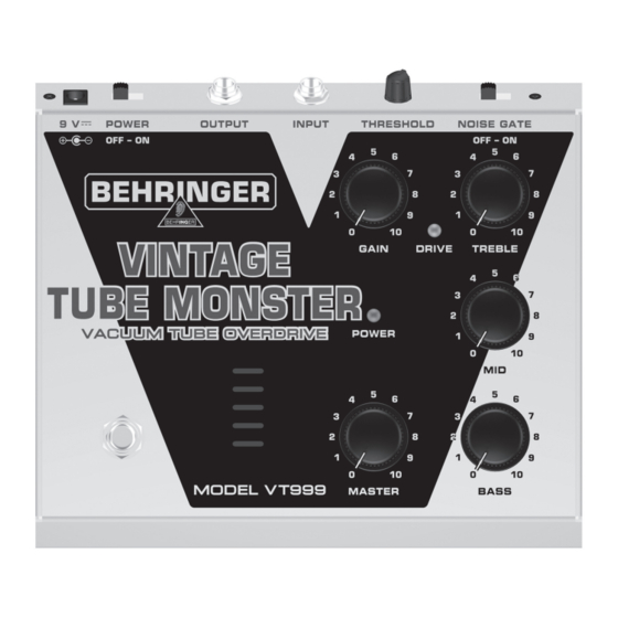 Behringer VINTAGE TUBE MONSTER VT999 Manual Del Usuario