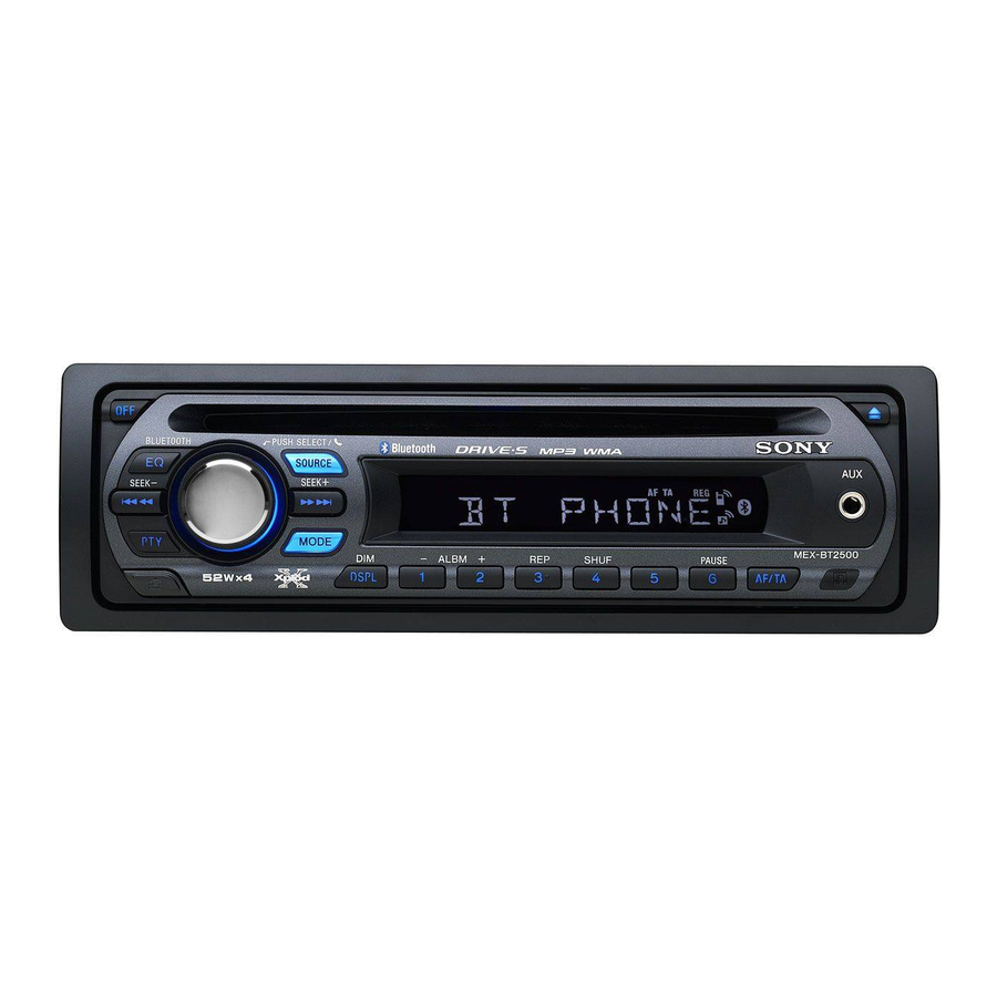 Sony MEX-BT2500 Guía Rápida