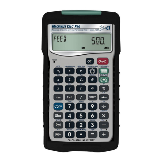 Calculated Industries Machinist Calc Pro 4089 Guia Del Usuario