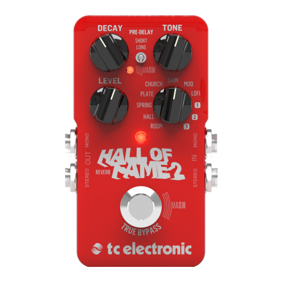 TC Electronic HALL OF FAME 2 REVERB Guía Rápida