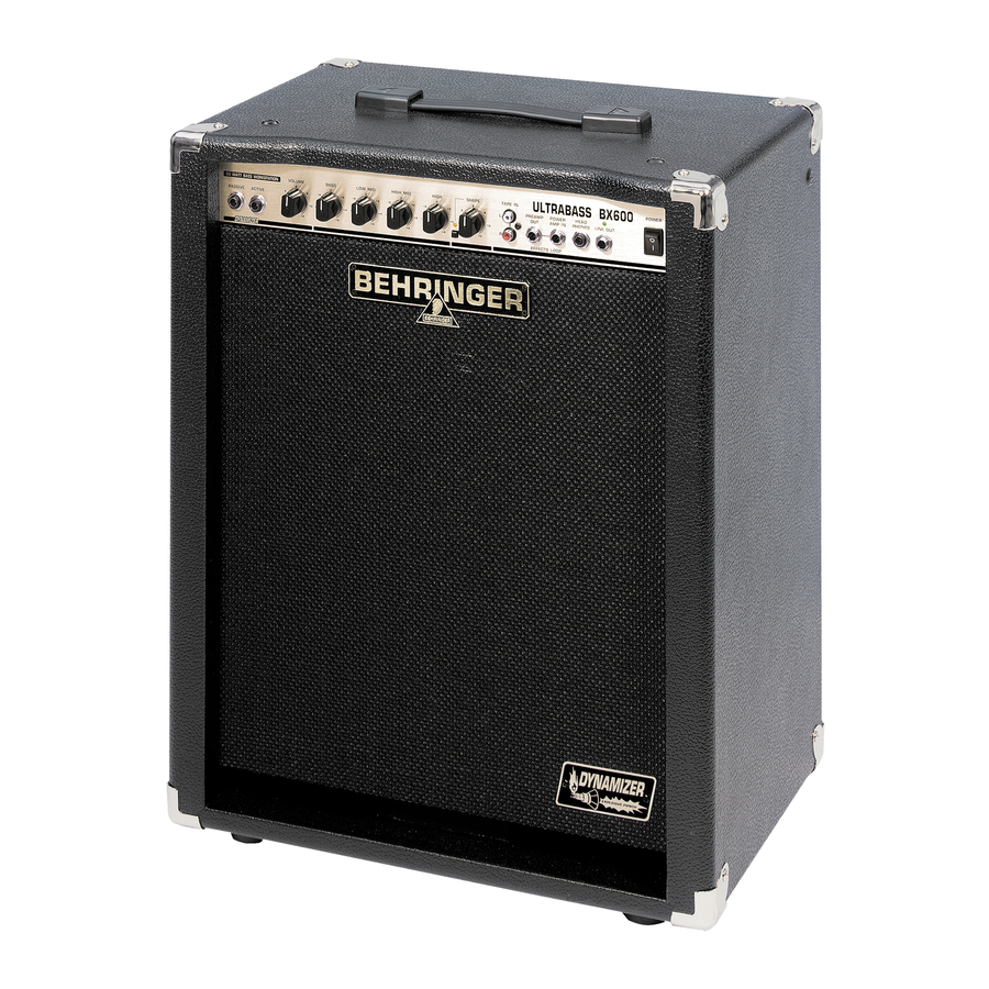 Behringer ULTRABASS BX600 Instrucciones Breves