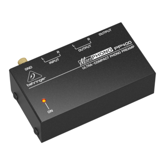 Behringer PP400 Guia De Inicio Rapido