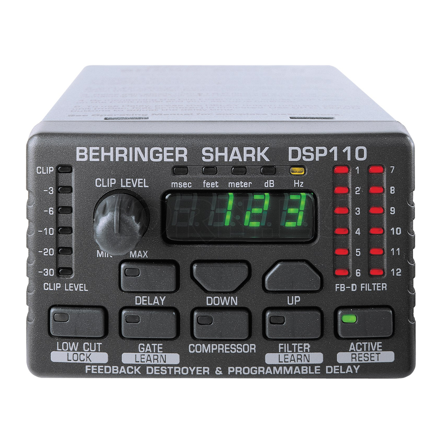 Behringer Shark DSP110 Instrucciones Breves
