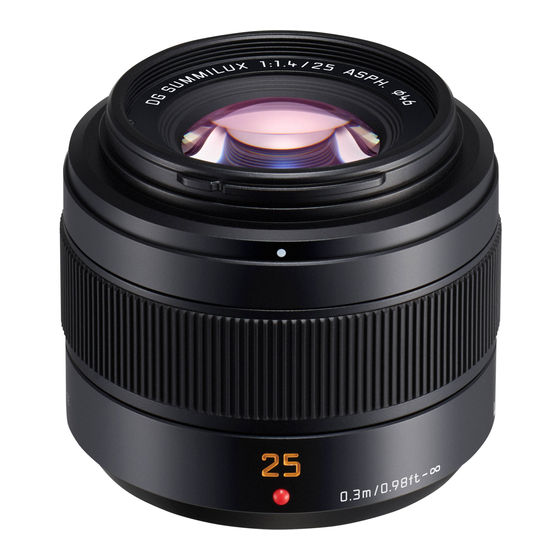 Panasonic LUMIX H-XA025E 25mm f/1.4 Instrucciones De Funcionamiento