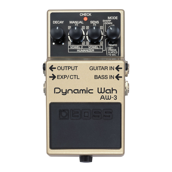 Boss AW-3 Dynamic Wah Manual Del Usuario