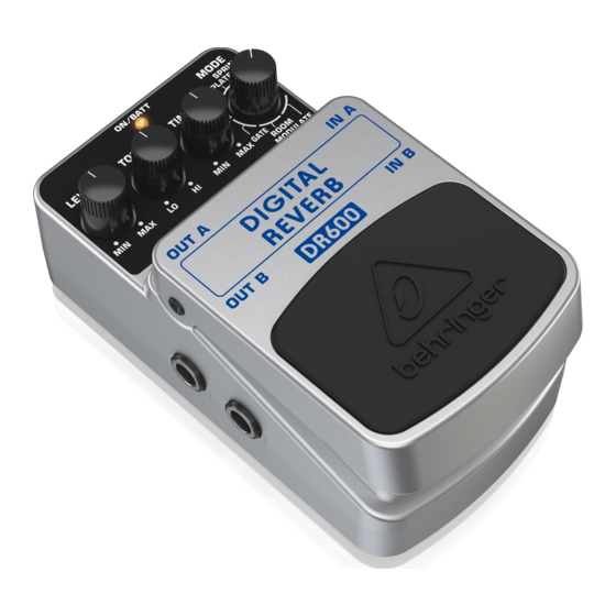 Behringer DIGITAL REVERB DR600 Manual De Instrucciones