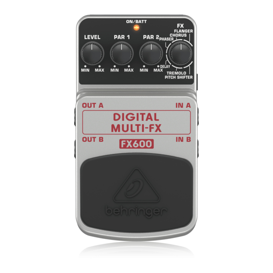 Behringer DIGITAL MULTI-FX FX600 Manual De Instrucciones