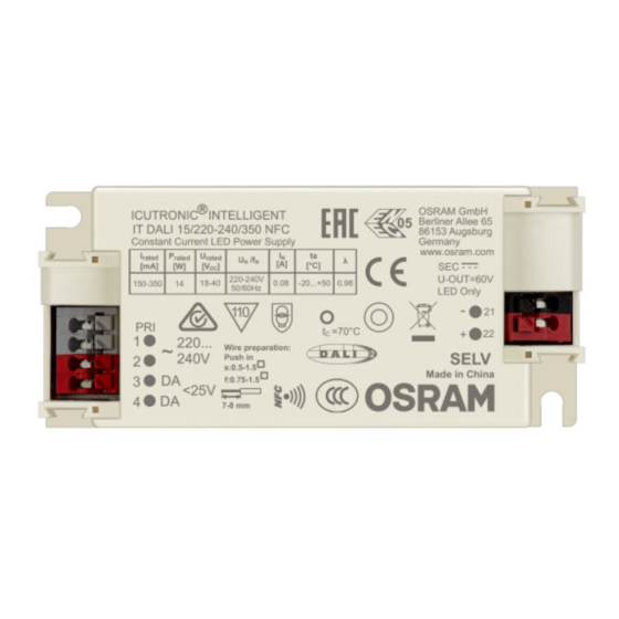 Osram ICUTRONIC IT DALI 15/220-240/350 NFC Manual De Instrucciones