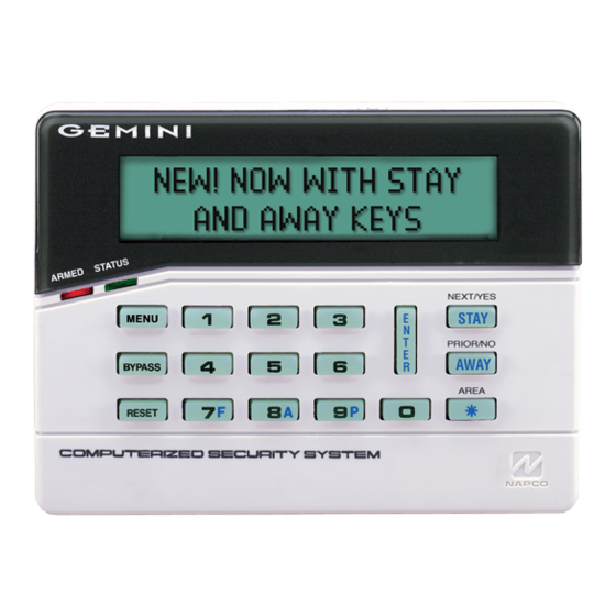 NAPCO GEM-RP8LCD Guía Rápida