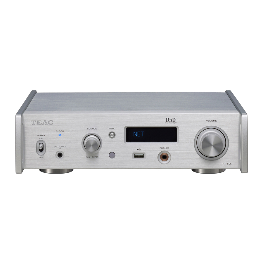 Teac NT-505 - Manual del reproductor de red/DAC USB | ManualsLib