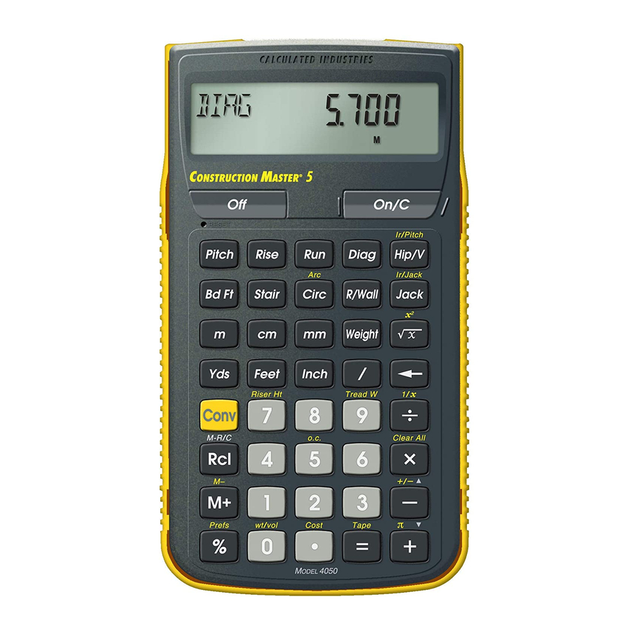 Calculated Industries CONSTRUCTION MASTER 5 Guía De Referencia