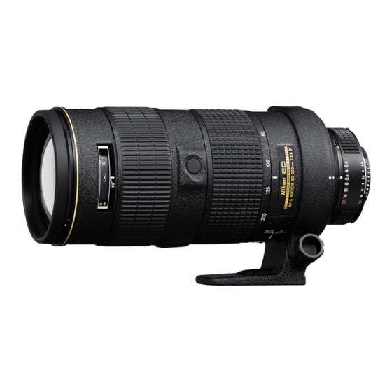 Nikon AF-S Zoom-Nikkor ED 80-200mm f/2.8D IF Manuales