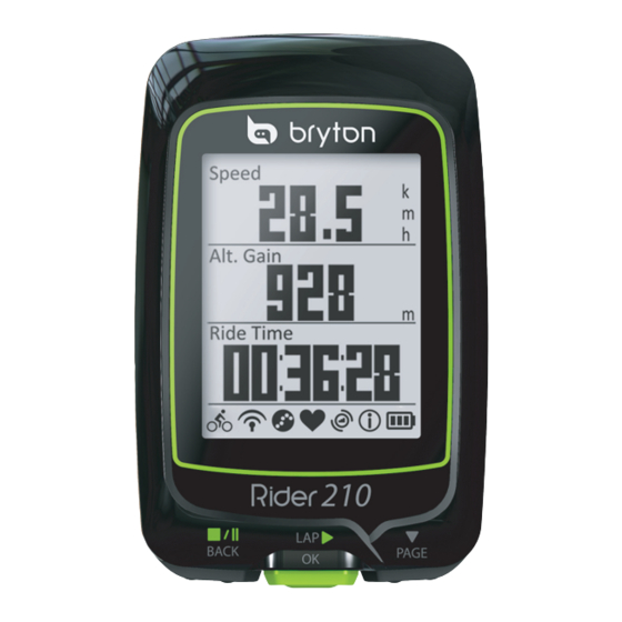 Bryton Rider 210 Manual De Usuario