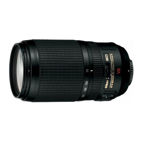Nikon AF-S VR Zoom-Nikkor 70-300mm f/4.5-5.6G IF-ED Manual Del Usuario