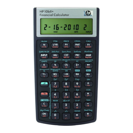 HP 10bII+ Guia De Inicio Rapido
