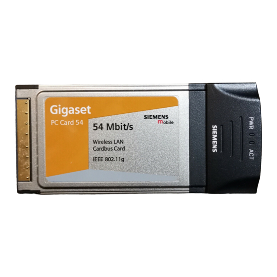 Siemens Gigaset PC CARD 54 Guía Rápida