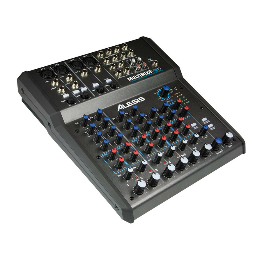 Alesis i MultiMix 8 USB Manual De Inicio Rápido Para El Usuario