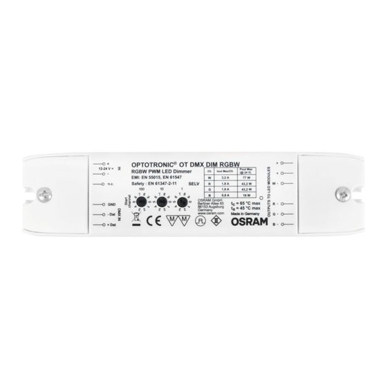 Osram OPTOTRONIC OT DMX RGBW DIM 12-24V Manual De Instrucciones