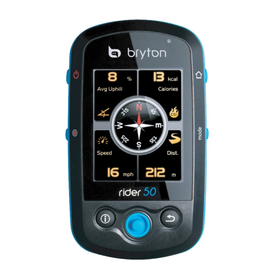 Bryton Rider 50 Guía De Consulta Rápida