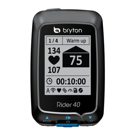 Bryton Rider 40 Guia De Inicio Rapido